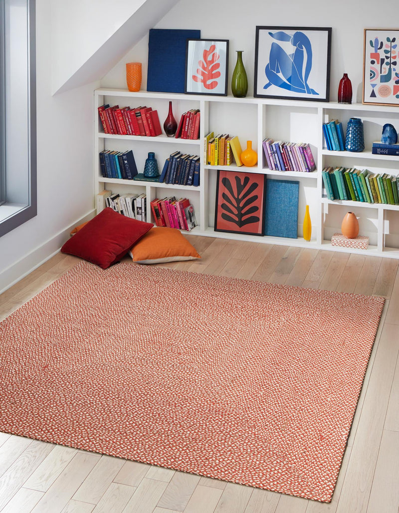 Highland Woven Jute Collection Area Rug - Glenmore (Rust Red) Square Rust Red lifestyle 22