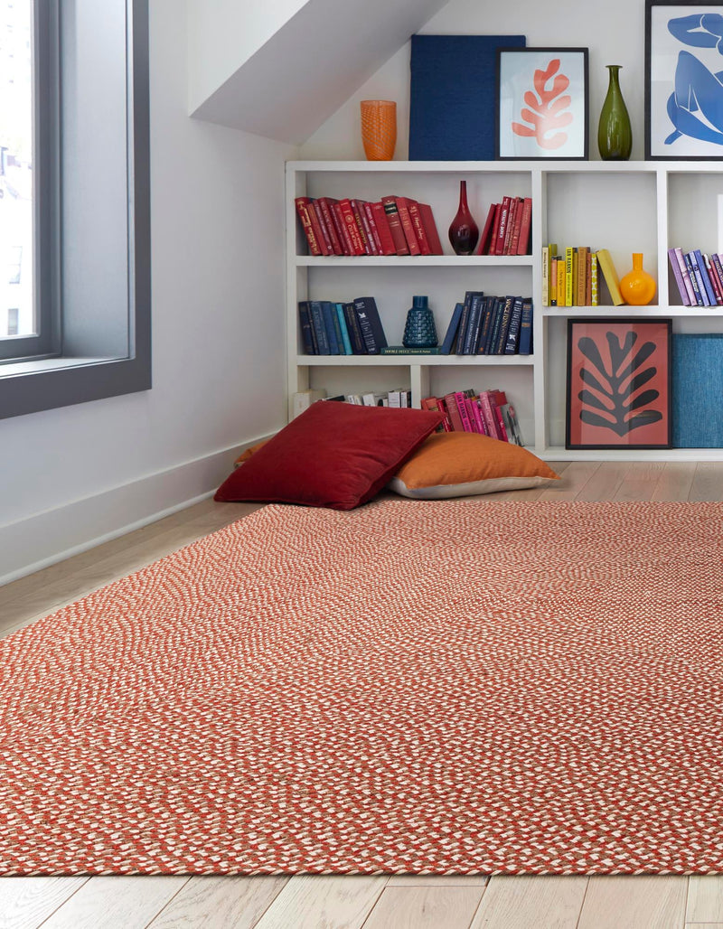 Highland Woven Jute Collection Area Rug - Glenmore (Rust Red) Square Rust Red lifestyle 34