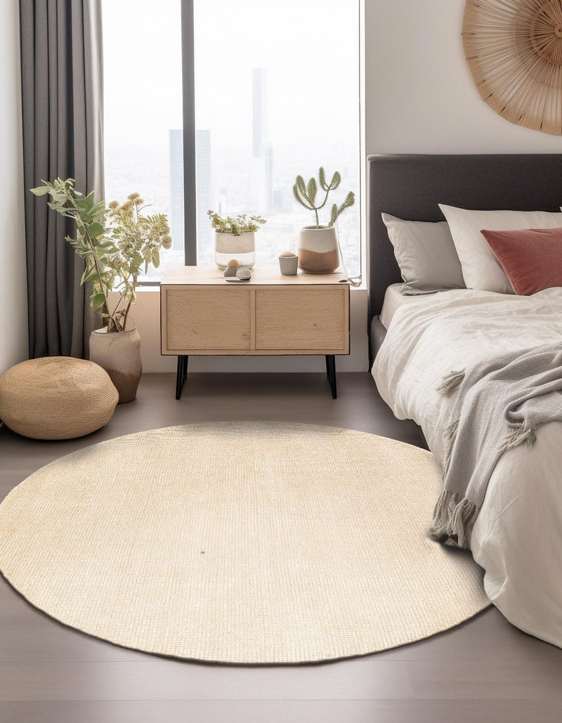 Berkshire Estate Collection Area Rug - Windsor (Oat Beige) Round Oat Beige lifestyle 15