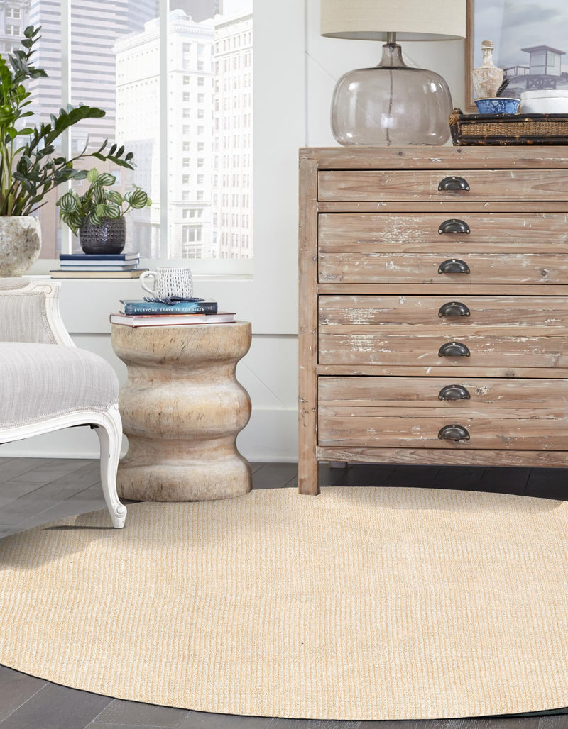 Berkshire Estate Collection Area Rug - Windsor (Oat Beige) Round Oat Beige lifestyle 17