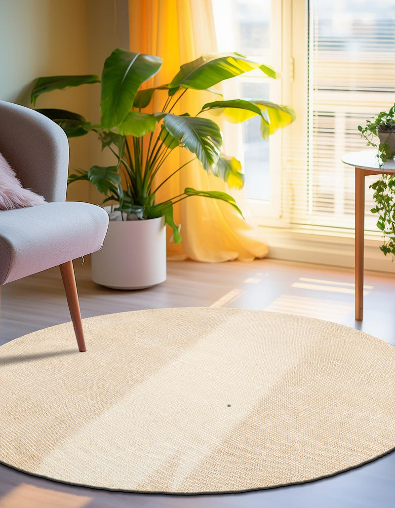 Berkshire Estate Collection Area Rug - Windsor (Oat Beige) Round Oat Beige lifestyle 23