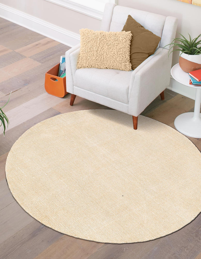 Berkshire Estate Collection Area Rug - Windsor (Oat Beige) Round Oat Beige lifestyle 29