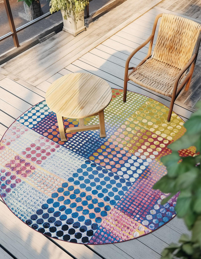 Urban Terrace Collection Area Rug - Atrium Round Multi lifestyle 13