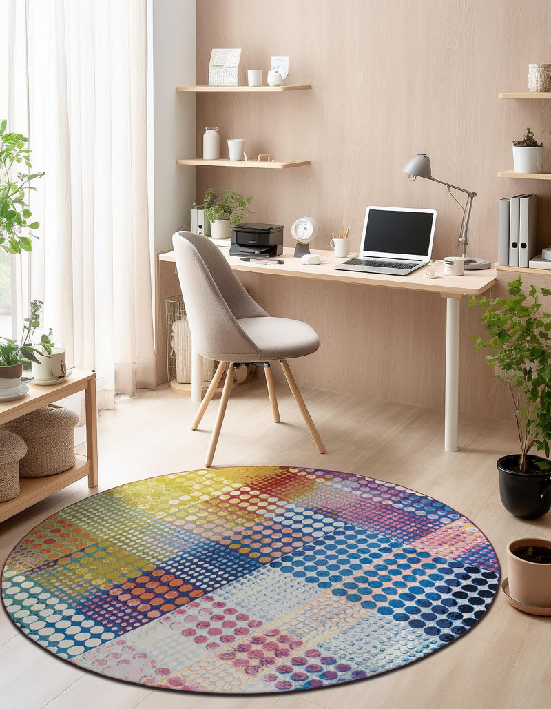 Urban Terrace Collection Area Rug - Atrium Round Multi lifestyle 14