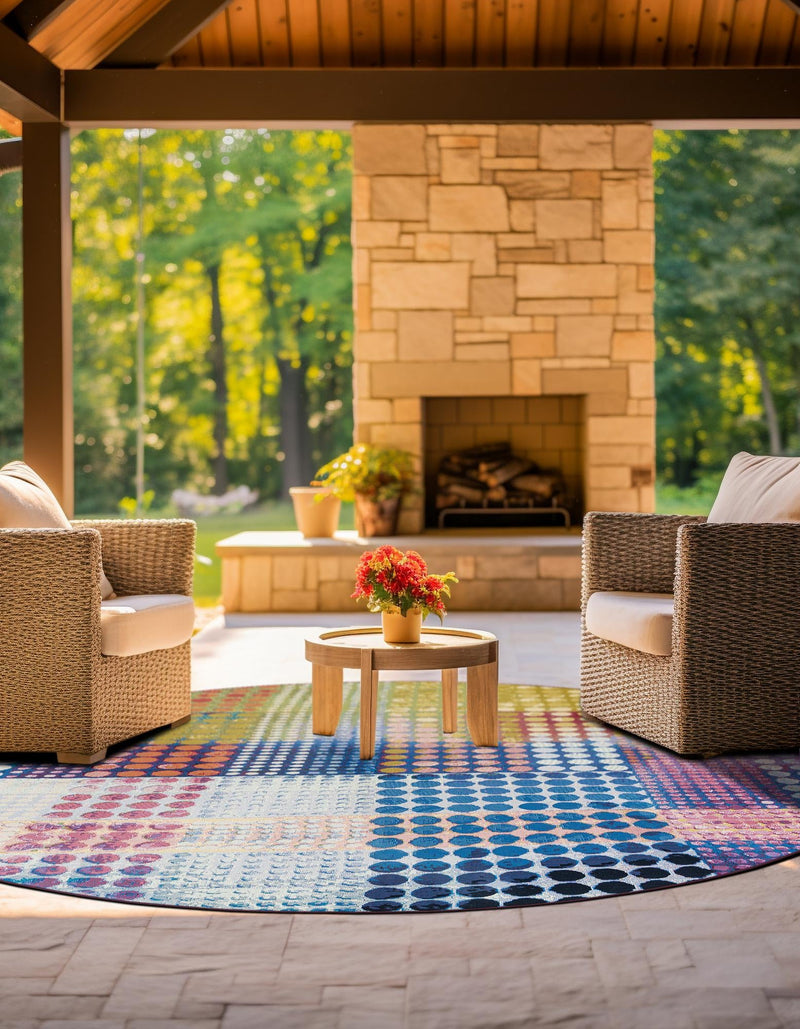 Urban Terrace Collection Area Rug - Atrium Round Multi lifestyle 15
