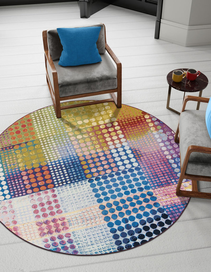 Urban Terrace Collection Area Rug - Atrium Round Multi lifestyle 16