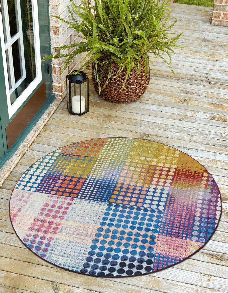 Urban Terrace Collection Area Rug - Atrium Round Multi lifestyle 17