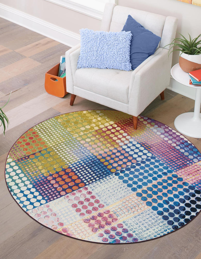 Urban Terrace Collection Area Rug - Atrium Round Multi lifestyle 18