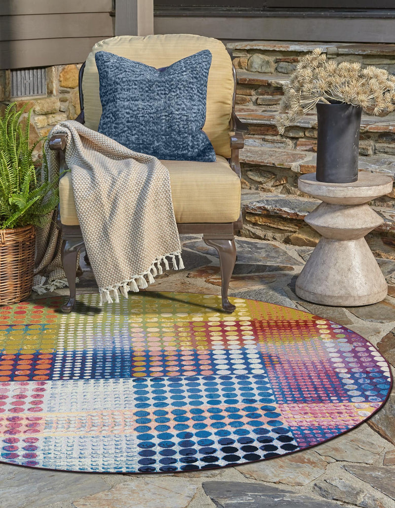 Urban Terrace Collection Area Rug - Atrium Round Multi lifestyle 19