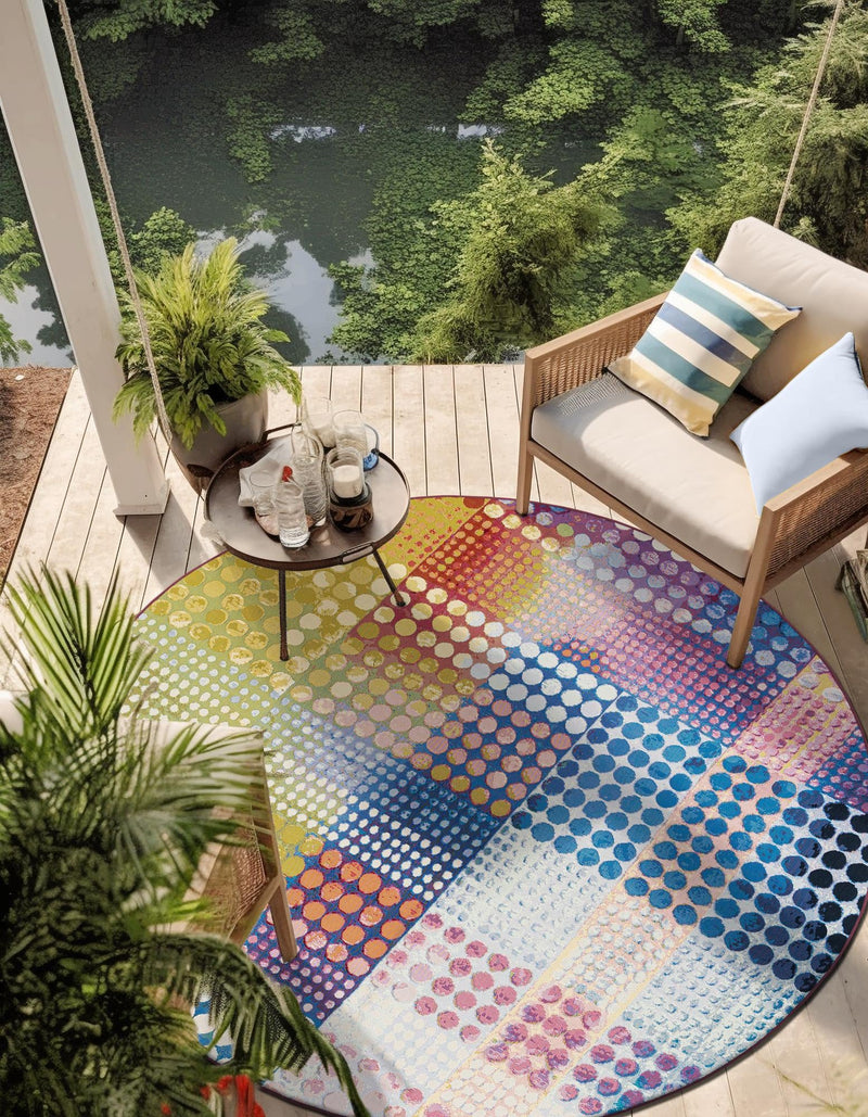 Urban Terrace Collection Area Rug - Atrium Round Multi lifestyle 21
