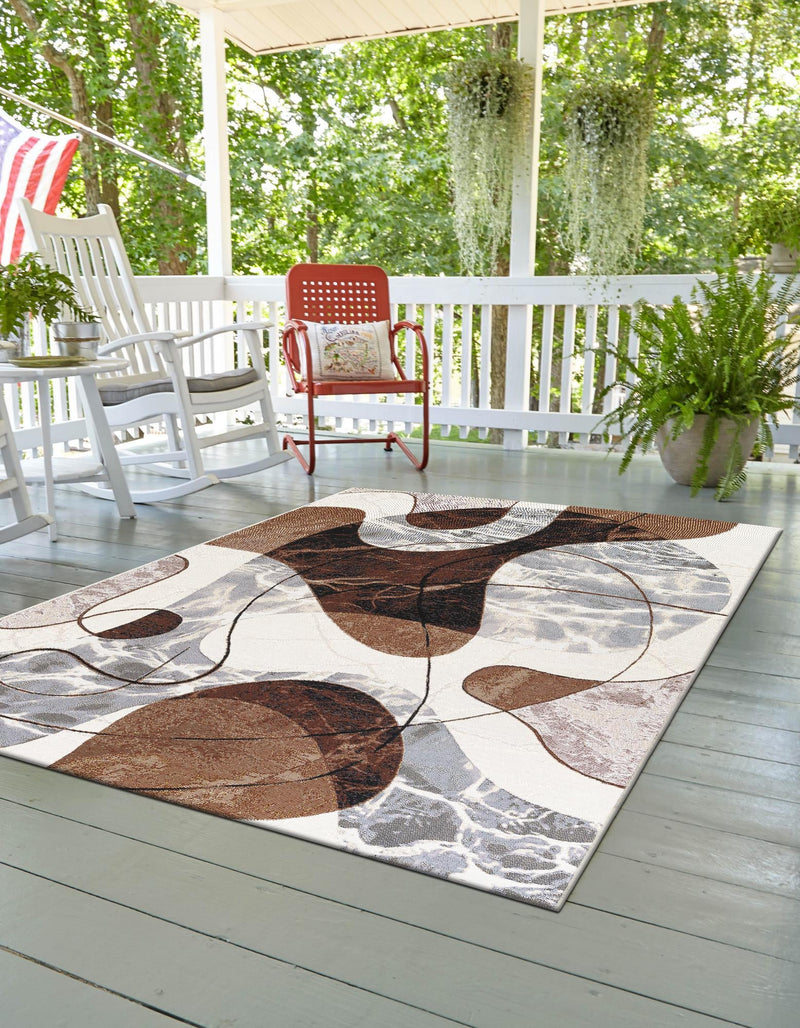 Urban Terrace Collection Area Rug - Garden Rectangle Brown and White lifestyle 3