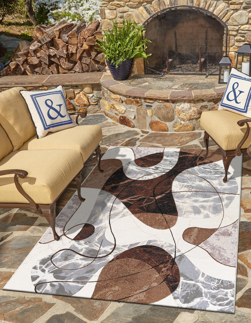 Urban Terrace Collection Area Rug - Garden Rectangle Brown and White lifestyle 5