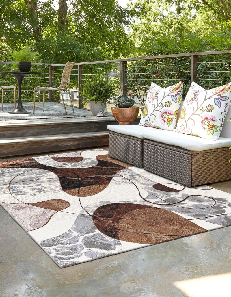 Urban Terrace Collection Area Rug - Garden Rectangle Brown and White lifestyle 6