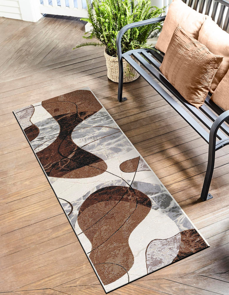 Urban Terrace Collection Area Rug - Garden Runner Brown and White lifestyle 21