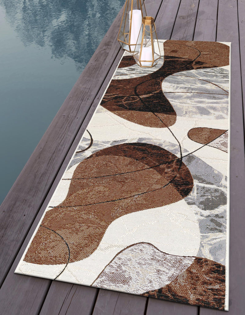 Urban Terrace Collection Area Rug - Garden Runner Brown and White lifestyle 30