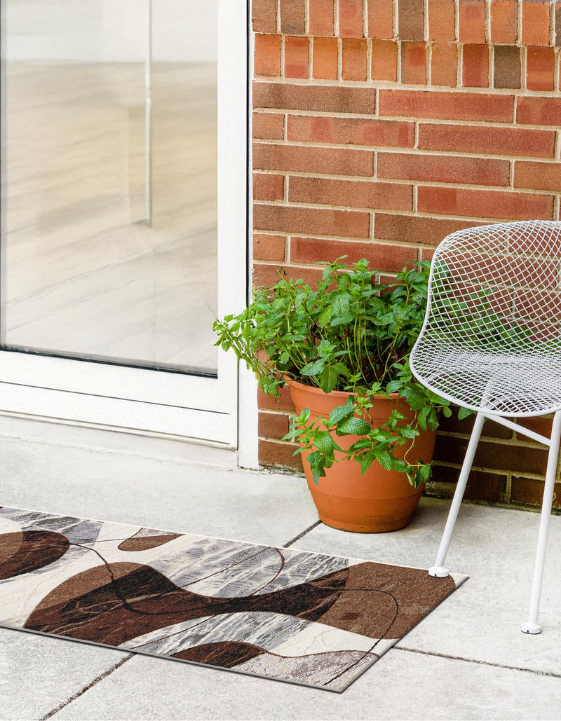 Urban Terrace Collection Area Rug - Garden Runner Brown and White lifestyle 33