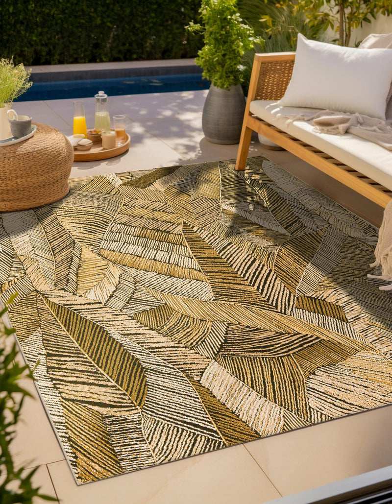 Seaside Blooms Collection Area Rug - Nantucket Square Brown and Beige lifestyle 21