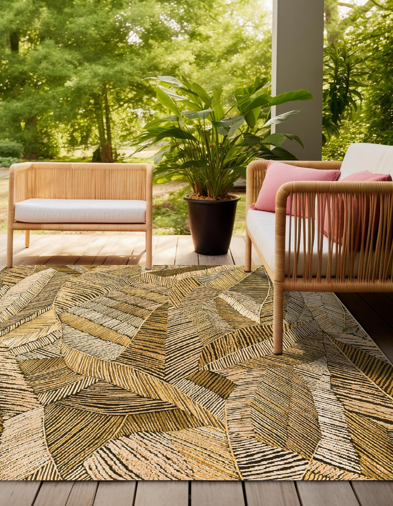 Seaside Blooms Collection Area Rug - Nantucket Square Brown and Beige lifestyle 29