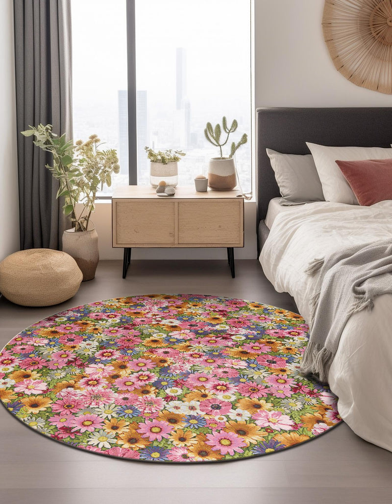 Seaside Blooms Collection Area Rug - Marseilles Round Multi lifestyle 30