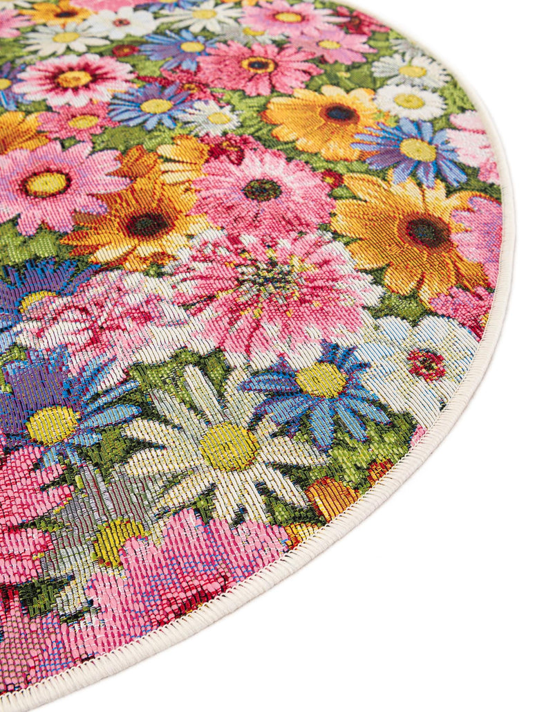 Seaside Blooms Collection Area Rug - Marseilles Round Multi lifestyle 6