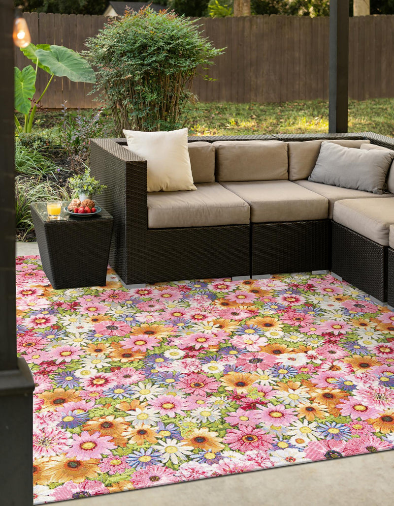 Seaside Blooms Collection Area Rug - Marseilles Square Multi lifestyle 10