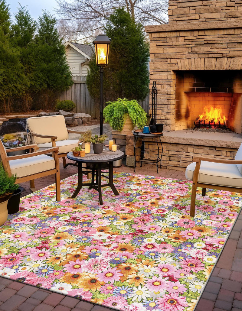 Seaside Blooms Collection Area Rug - Marseilles Square Multi lifestyle 12