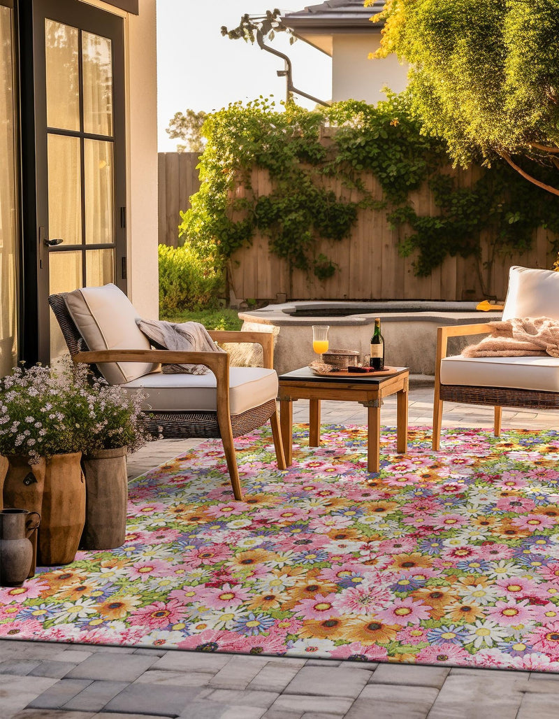 Seaside Blooms Collection Area Rug - Marseilles Square Multi lifestyle 14