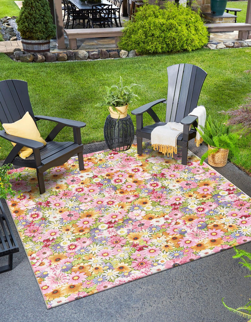 Seaside Blooms Collection Area Rug - Marseilles Square Multi lifestyle 18