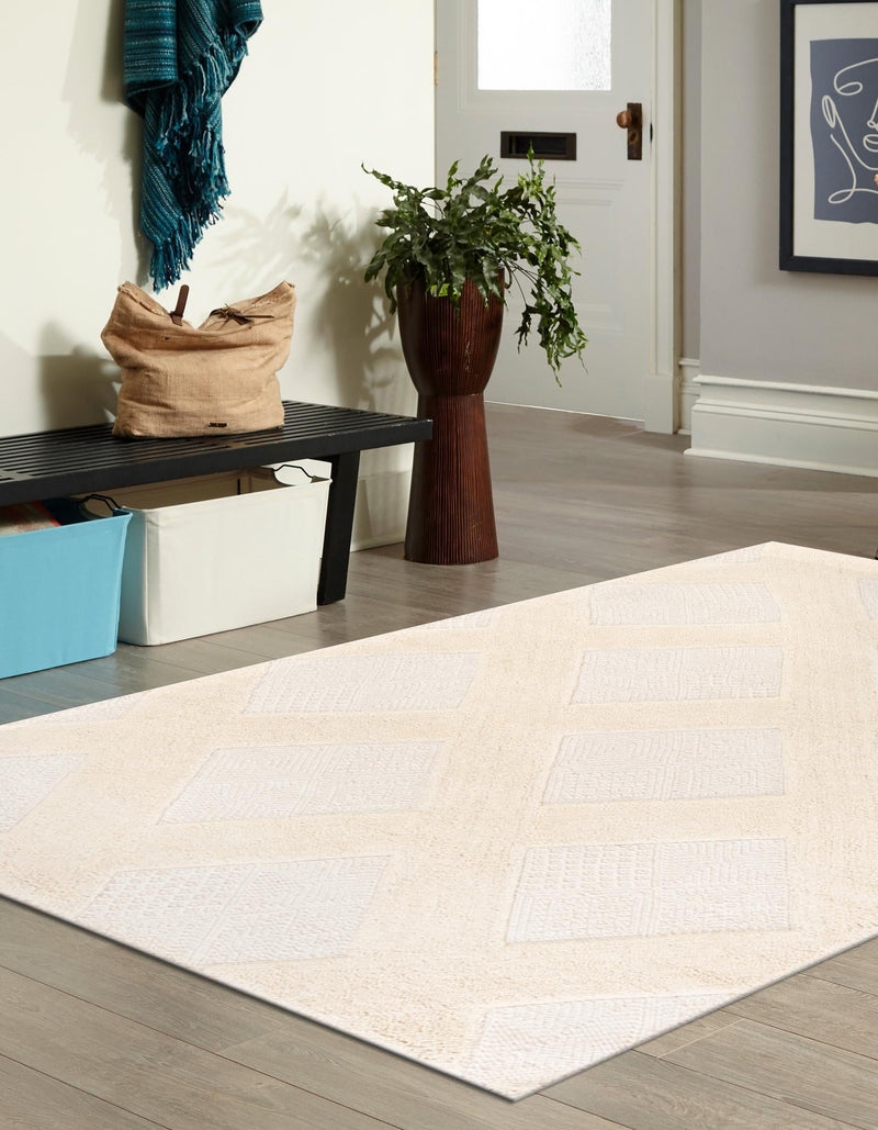 Trellis Wool Collection Area Rug - Vineyard Rectangle Ivory lifestyle 2