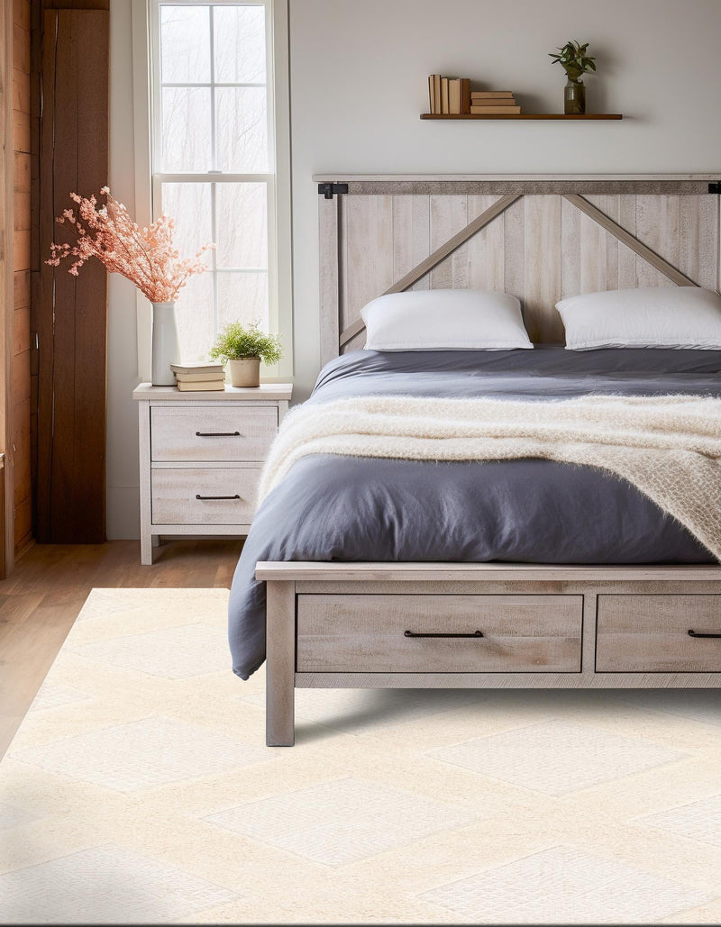 Trellis Wool Collection Area Rug - Vineyard Rectangle Ivory lifestyle 4