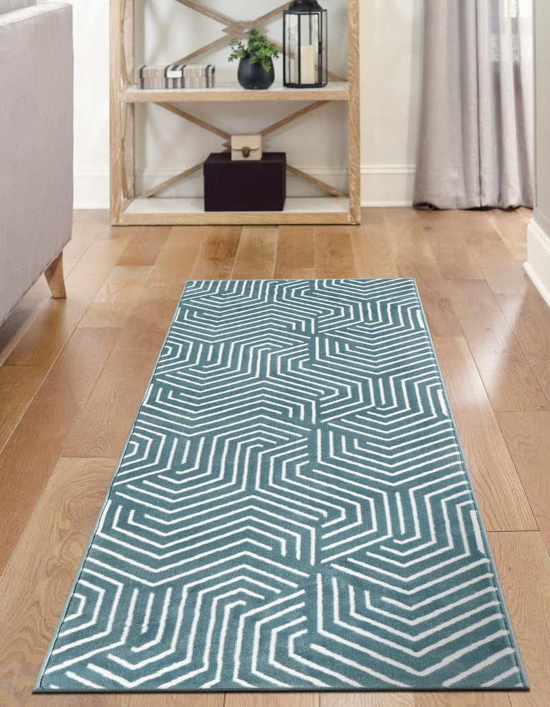 Aravalli Collection Area Rug - Udaipur Runner Aegean Blue lifestyle 113