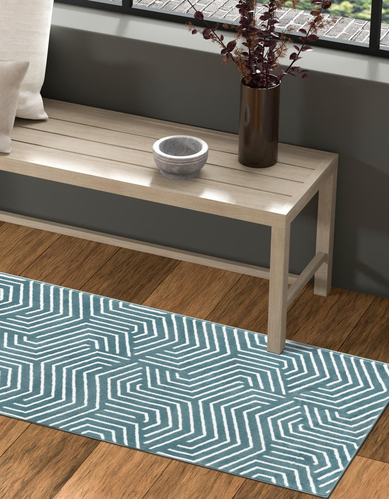 Aravalli Collection Area Rug - Udaipur Runner Aegean Blue lifestyle 121