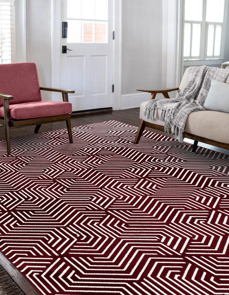 Aravalli Collection Area Rug - Udaipur Rectangle Burgundy Red lifestyle 10