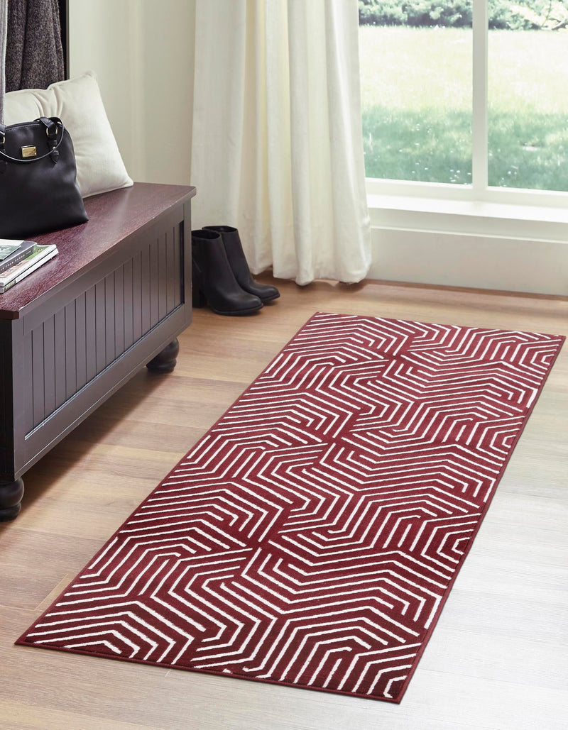 Aravalli Collection Area Rug - Udaipur Runner Burgundy Red lifestyle 113