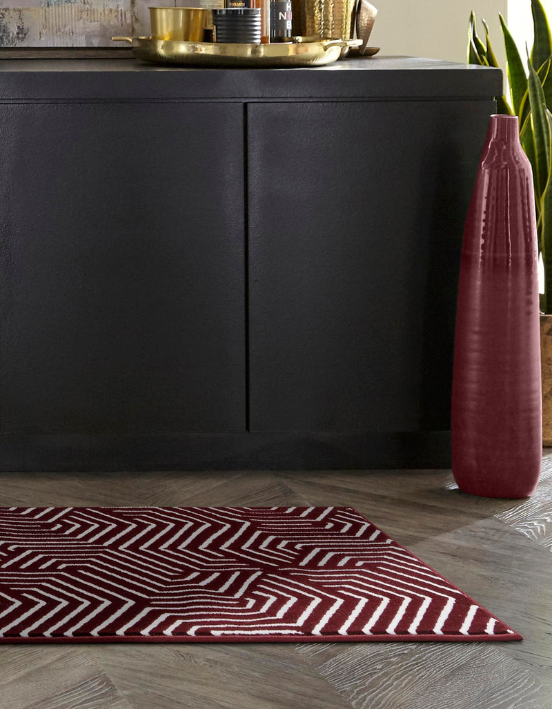Aravalli Collection Area Rug - Udaipur Runner Burgundy Red lifestyle 120