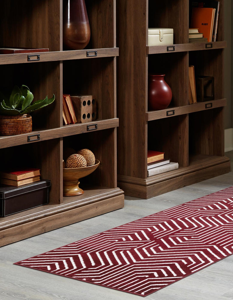 Aravalli Collection Area Rug - Udaipur Runner Burgundy Red lifestyle 127