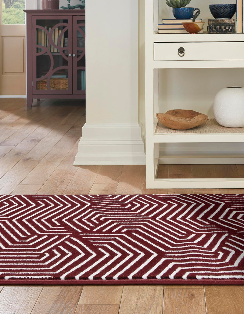 Aravalli Collection Area Rug - Udaipur Runner Burgundy Red lifestyle 134