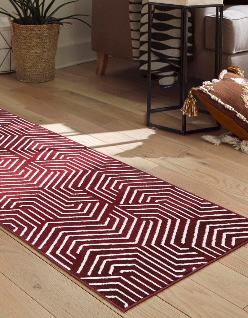 Aravalli Collection Area Rug - Udaipur Runner Burgundy Red lifestyle 141