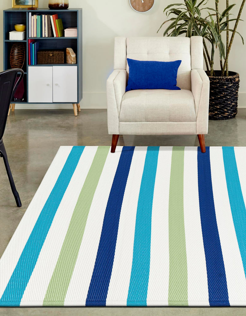 Serene Bay Outdoor Collection Area Rug - Tranquil Rectangle Blue and Green lifestyle 8