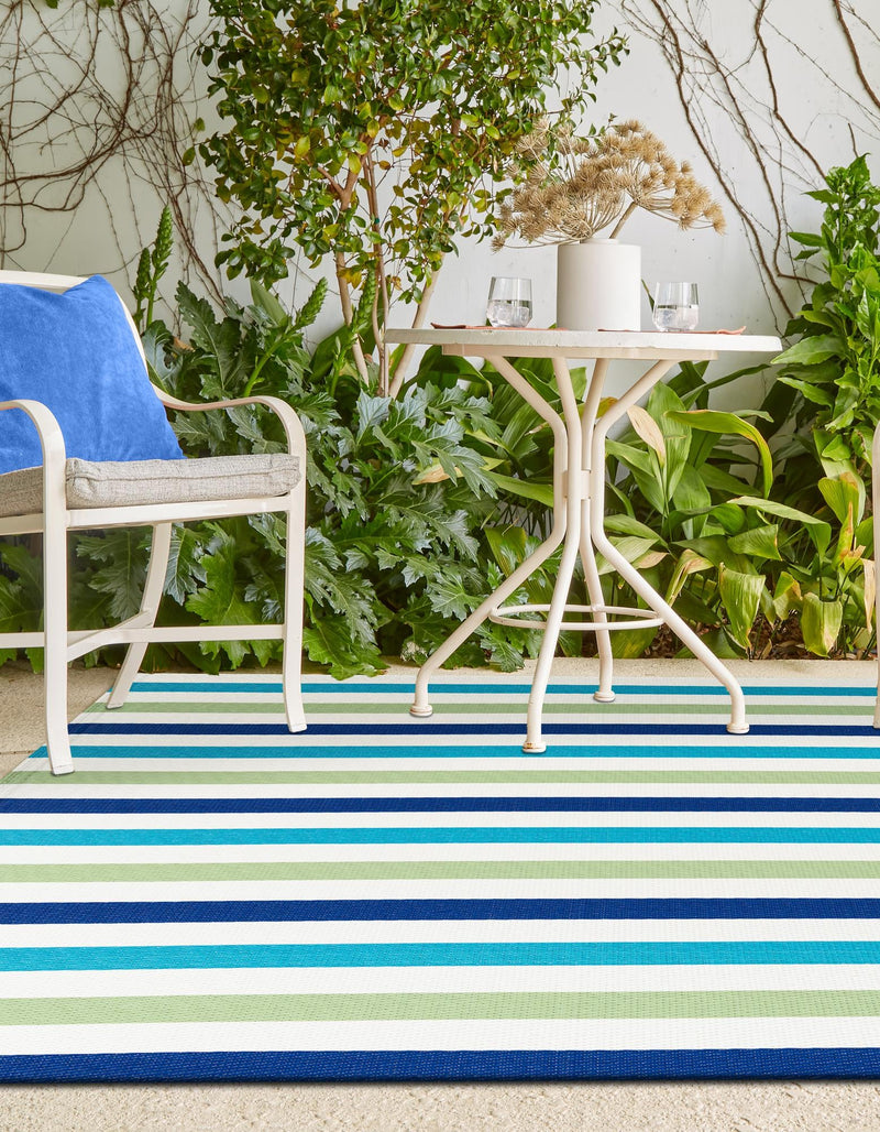 Serene Bay Outdoor Collection Area Rug - Tranquil Rectangle Blue and Green lifestyle 10