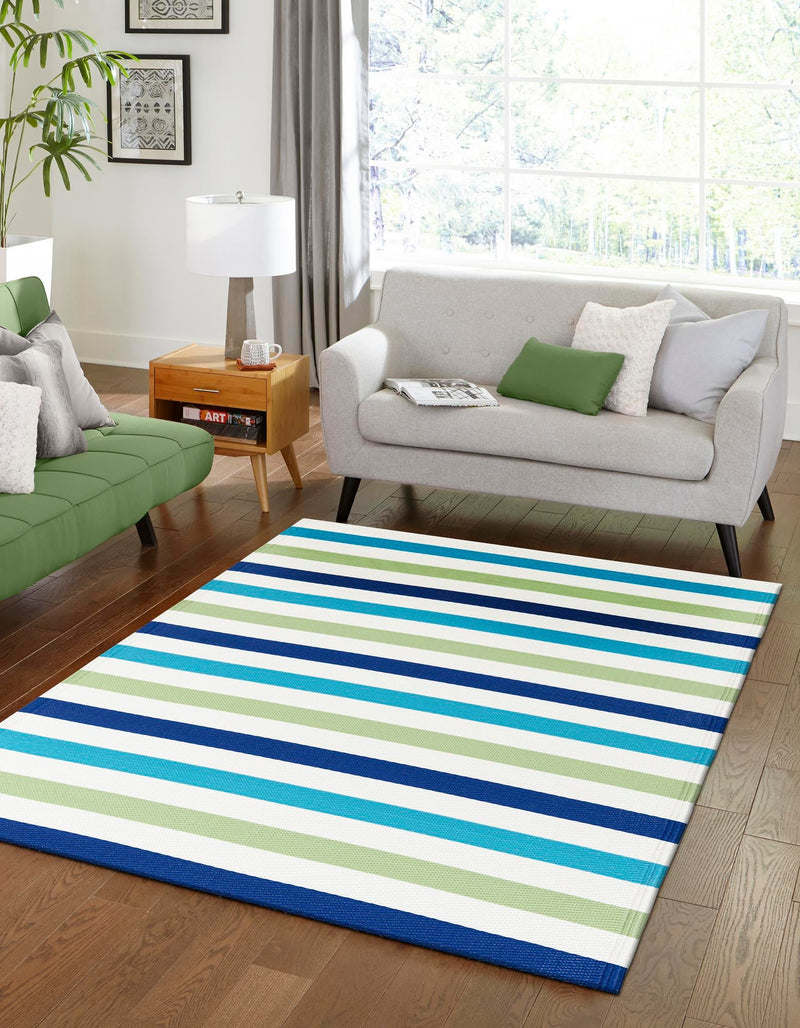 Serene Bay Outdoor Collection Area Rug - Tranquil Rectangle Blue and Green lifestyle 16