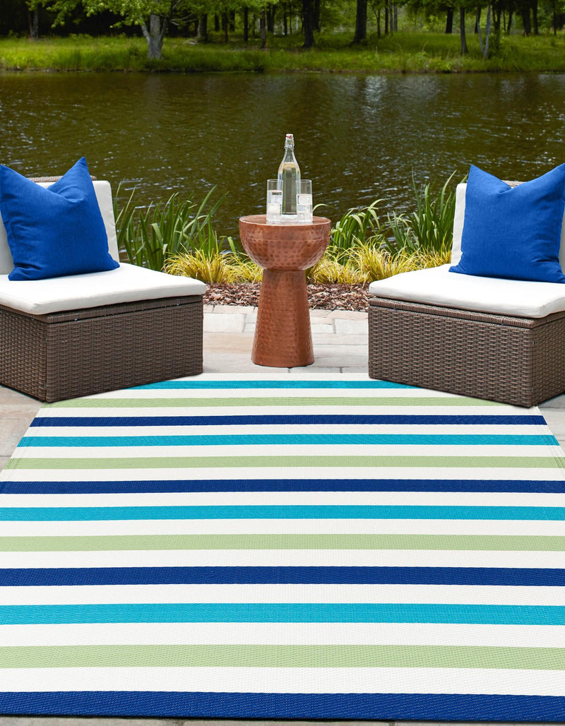 Serene Bay Outdoor Collection Area Rug - Tranquil Rectangle Blue and Green lifestyle 18