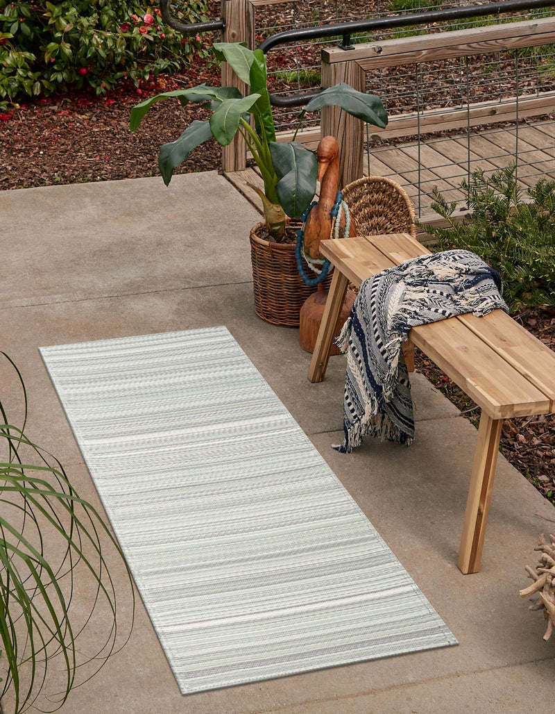 Serene Bay Outdoor Collection Area Rug - Haven Runner Pastel Gray lifestyle 49