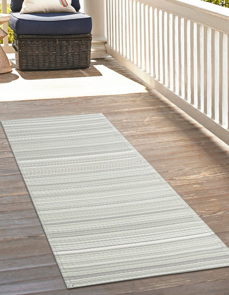 Serene Bay Outdoor Collection Area Rug - Haven Runner Pastel Gray lifestyle 67