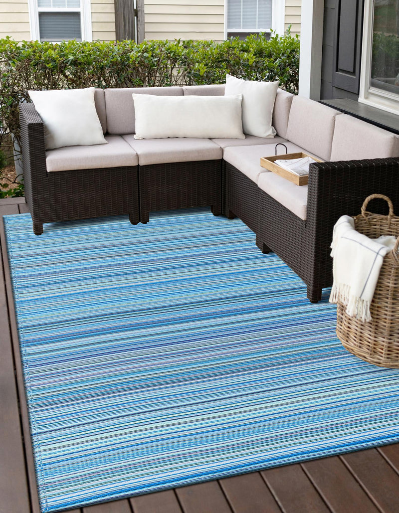 Serene Bay Outdoor Collection Area Rug - Haven Rectangle Blue lifestyle 3