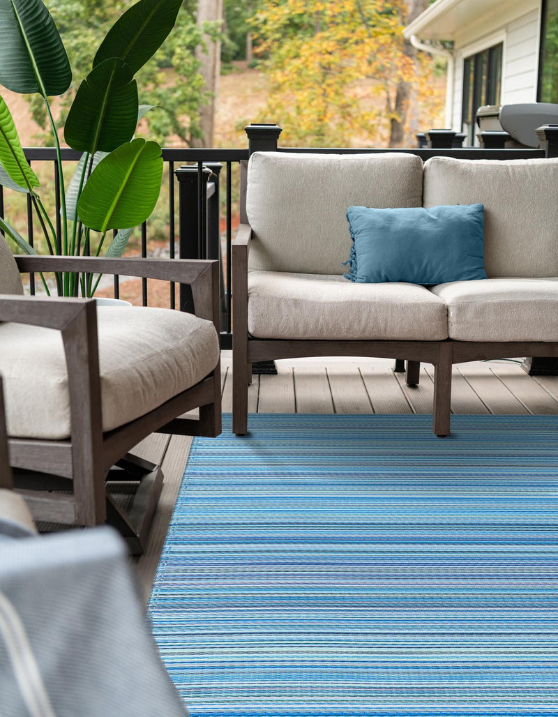 Serene Bay Outdoor Collection Area Rug - Haven Rectangle Blue lifestyle 7