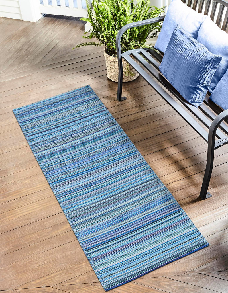Serene Bay Outdoor Collection Area Rug - Haven Runner Blue lifestyle 45