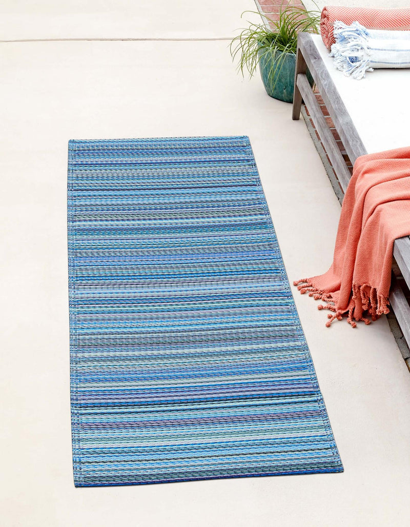 Serene Bay Outdoor Collection Area Rug - Haven Runner Blue lifestyle 57