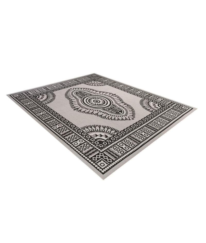 Patio Heritage Collection Area Rug - Biloxi Square Black and White lifestyle 56