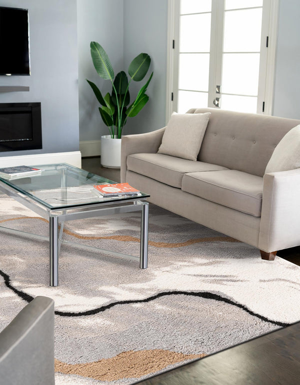 Sienna Collection Area Rug - Tuscany Rectangle Gray and Ivory lifestyle 6